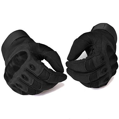 Military Tactical Gloves Motorcycle Riding Gloves Army Airsoft Full Finger Gloves Black Medium #TOP2