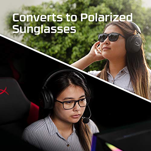 Image of HyperX Spectre React - Gaming Eyewear, Blue Light Blocking Glasses, UV Protection, Ultem Frame, Crystal Clear Lenses, Microfiber Bag, Hard Case - Small w. Polarized Clip Crystal Grey