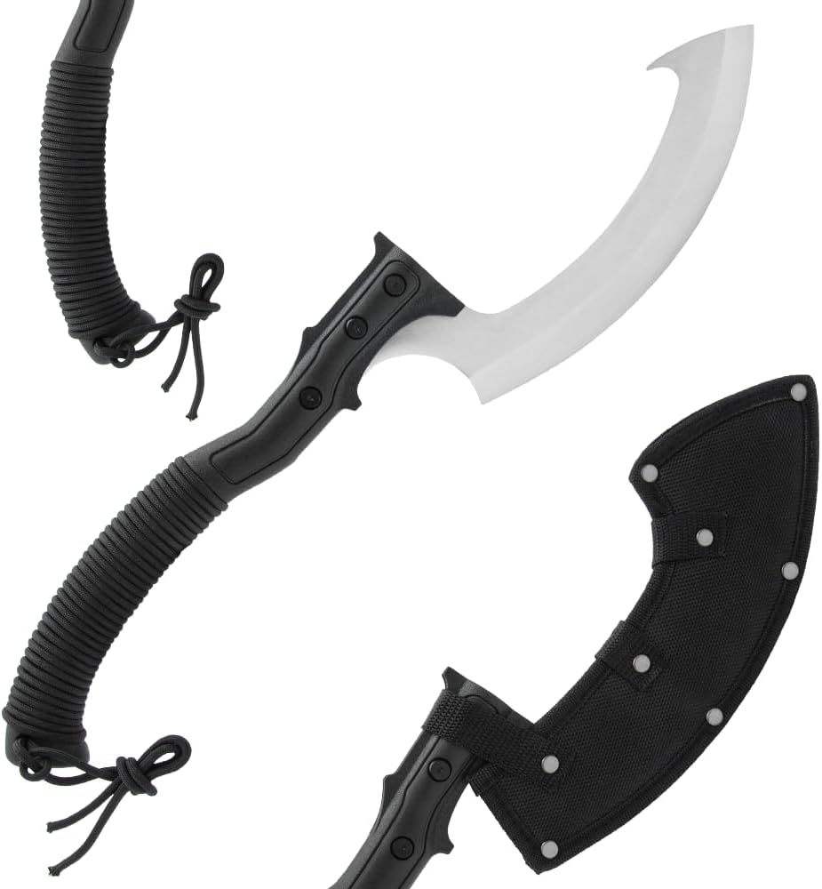 KOJIRO Khopesh and Sheath | Tactical & Traditional Egyptian Knife | 3Cr13 Stainless Steel Blade | Nylon Handle with Paracord Wrap | 20” Length