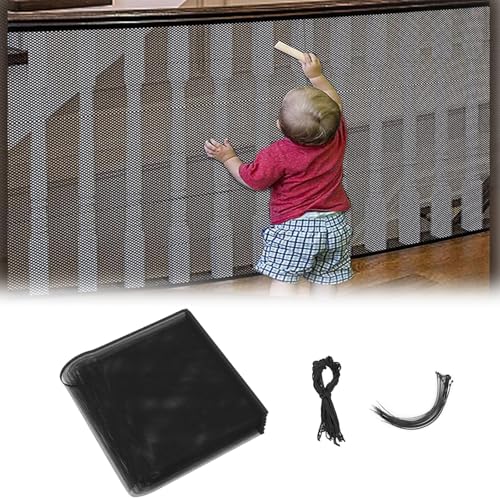 600 x 90 cm Kinder Sicherheitsnetz, Sicherheitsnetz Kinder Balkon,Treppenschutznetz,Erhöhtes Langlebiger Treppen Schutznetz für Kinder Haustiere (Schwarz