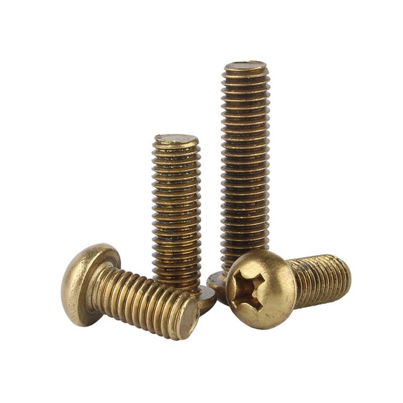 MOOPW Copper Cross Round Head Bolts Brass Pan Head Bolts Machine Screws Fasteners M5 x 16mm 20 Pcs