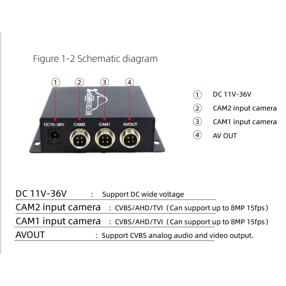 Mini DVR Mobile 2 Canaux AHD TVI 1080P CCTV DVR, Prise en Charge de la Sécurité, Caméra AHD 8 MP, Enregistrement Vidéo, Double Emplacement SD.