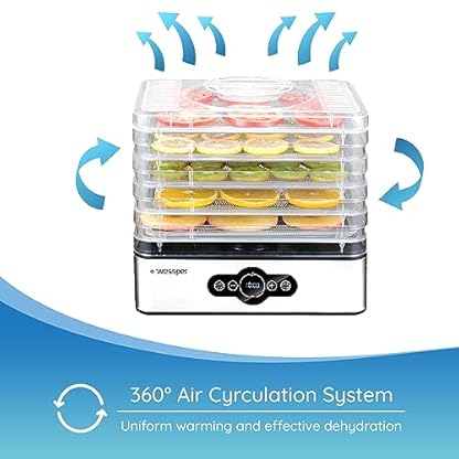 Sillar Edelstahl Dörrgerät digital mit Timer bis 99 Std und Temperaturregler von 35-70°Celcius, 5 Etagen, BPA Frei, Dörrautomat Dörrgerät eckig Obst-trockner Dörrapparat mit Zeitschaltuhr – Bild 4