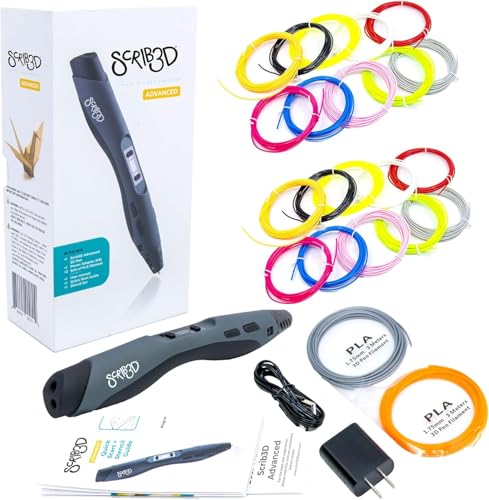 SCRIB3D Advanced 3D Printing Pen with 2 Starter Colors and PLA Refill...