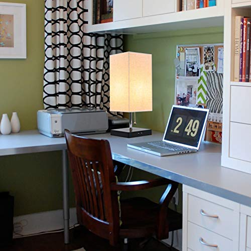 Moooni Usb Table Lamp Usb Side Desk Lamp Modern Design Bedside Table Lamp With Usb Port Minimalist Pull Chain Nightstand Table Lamp Fabric Lampshade For Bedroom Living Room Study Room Drom Linen #TOP4