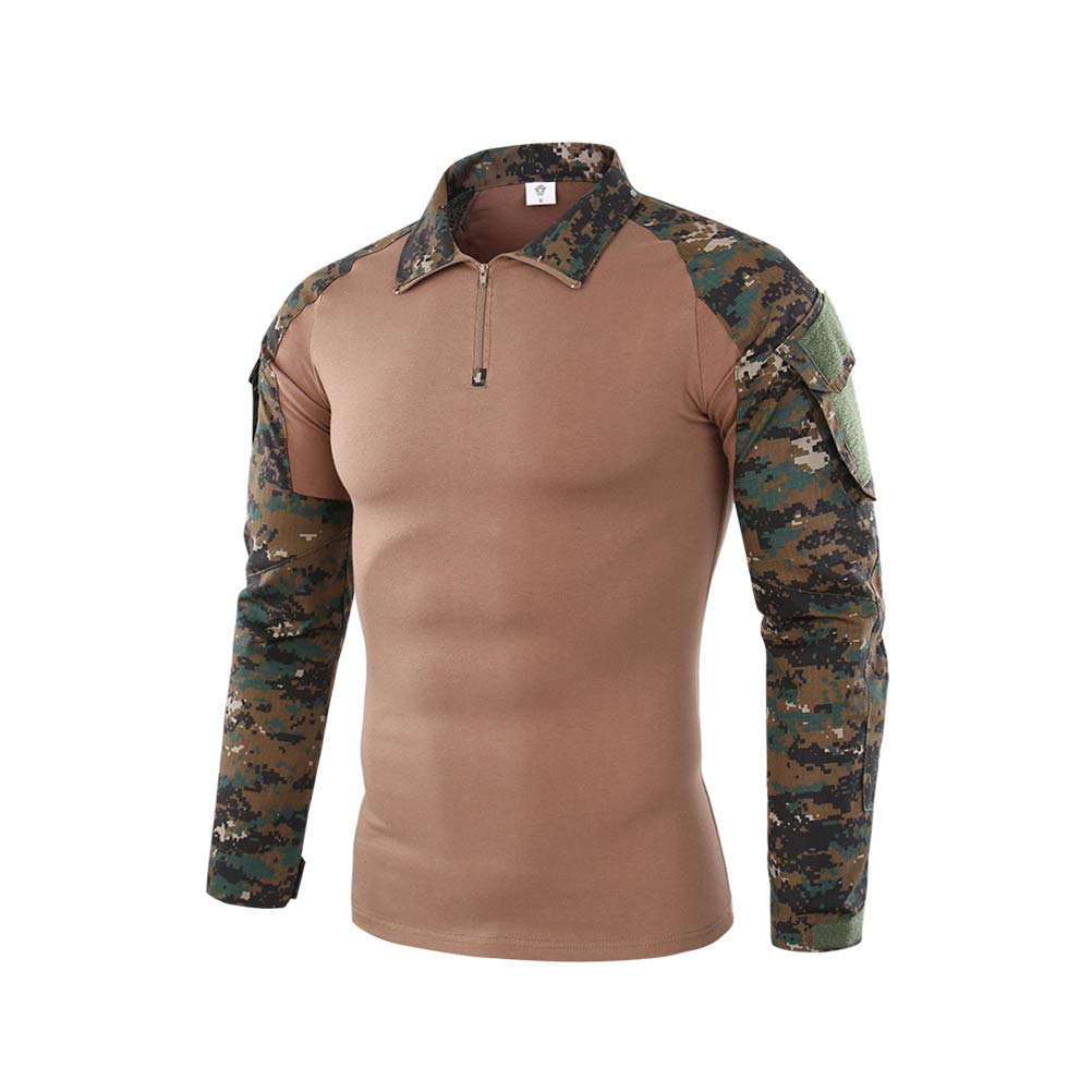 Minetom Uomo Camicia Militare Combattere Sottile in Forma Maglietta Lungo Manica Combat Tattica Airsoft Outdoor Shirt BDU Camouflage Tattico Paintball Camicie Shirts