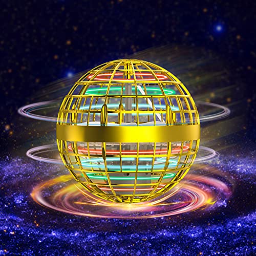 Joysky Flying Orb - Flying Ball Toy DIY Flying Space Orb RGB Light Flying Toys 360Â°Rotating Hover Ball Cool Toy Soaring Orb Drones for Kids Adult, 2021 Upgraded Flyorb Gold