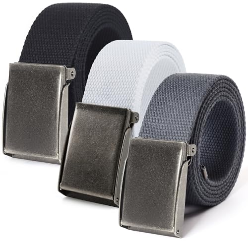 Image of Mile High Life Canvas Web Belt | Cut to Fit Up to 52 inch | Flip-Top Matte Silver Nickel Buckle 12 Colors