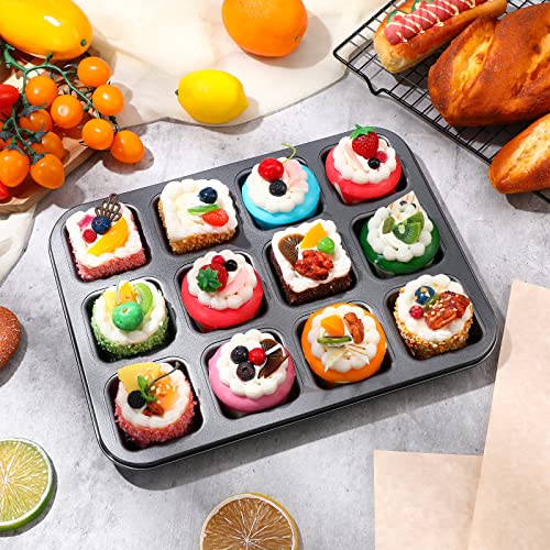 Lallisa 4 Pcs 12 Cavity Brownie Pan With Dividers Non Stick Brownie Cake Pan Square Muffin Pan Mini Cupcake Pans For Baking Brownie Squares Baking Mold Bread Muffin Bakeware For Oven Baking, Black #TOP4