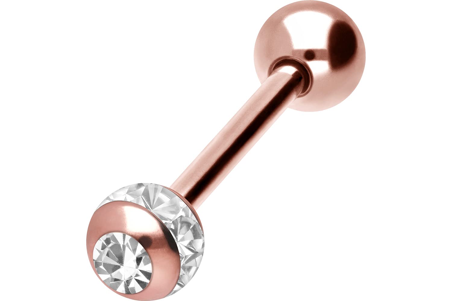 PIERCINGLINEPiercing de acero quirúrgico, bola de epoxi + cristal, barra para pecho, lengua, color y tamaño a elegir