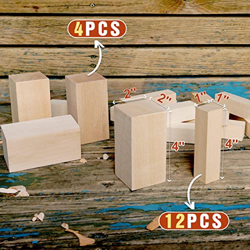 Image of Basswood Carving Blocks, 16PCS Whittling Wood Blocks Kit with 2 Different Sizes, Easy to Use, for Kids and Adults