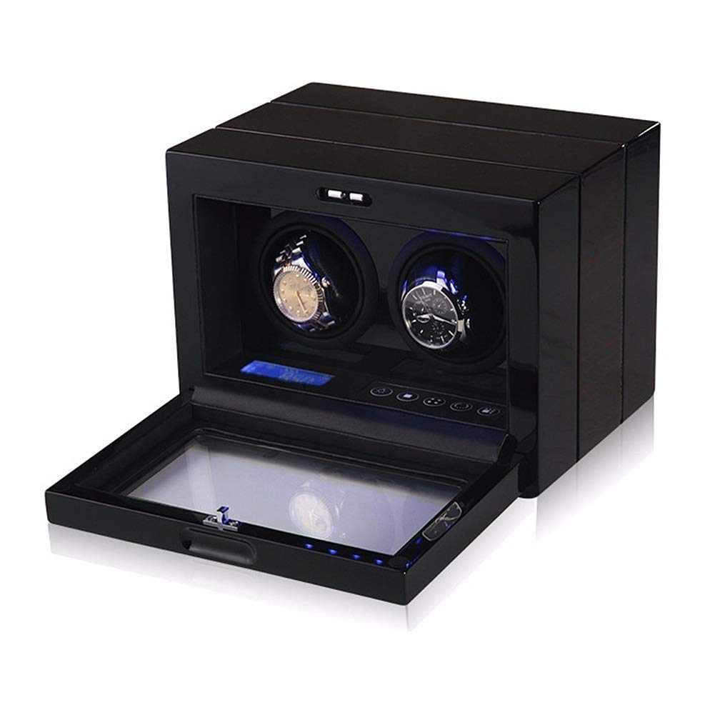 MYUYEE Watch Winder Double Unisex Watch Winder For 2 Watches Automatic Watch Box With Lcd Digital Display Led Lighting Watch Winder Watch Winder