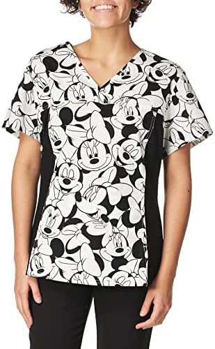 Disney Cherokee Women's V-Neck Mickey Knit Panel Top