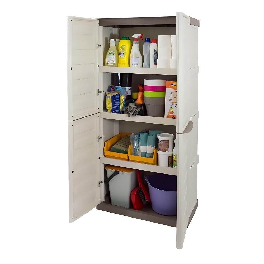 GarPet Gartenschrank Wasserdicht Outdoor Schrank Kunststoff Mehrzweckschrank Hoch Aufbewahrungsschrank Allzweckschrank Balkonschrank Haushaltsschrank Terrassenschrank Hoch