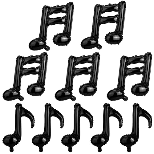 10pcs Music Note Balloons, Foil Aluminum Balloon Music Themed Party Birthday Party Supplies Baby Shower Wedding Decorations (Black)