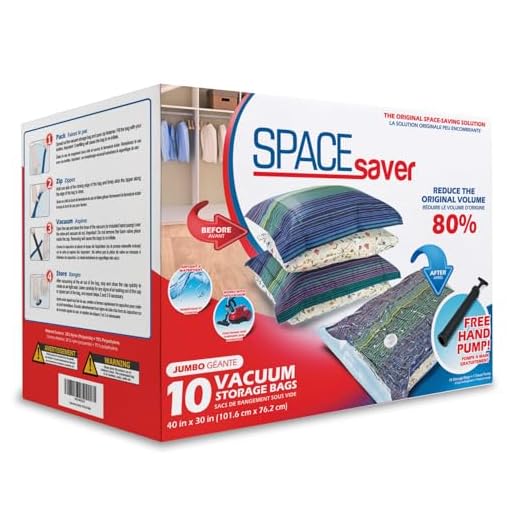 Spacesaver Premium Vacuum Storage Bags. 80% More Storage! Hand-Pump for Travel! Double-Zip Seal and Triple Seal Turbo-Valve for Max Space Saving! (Jumbo 10 Pack)