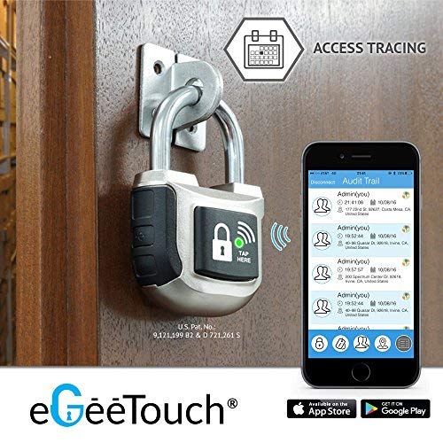 eGeeTouch Smart Padlock Indoor 2nd Gen with Patented Dual Bluetooth+NFC (Single)