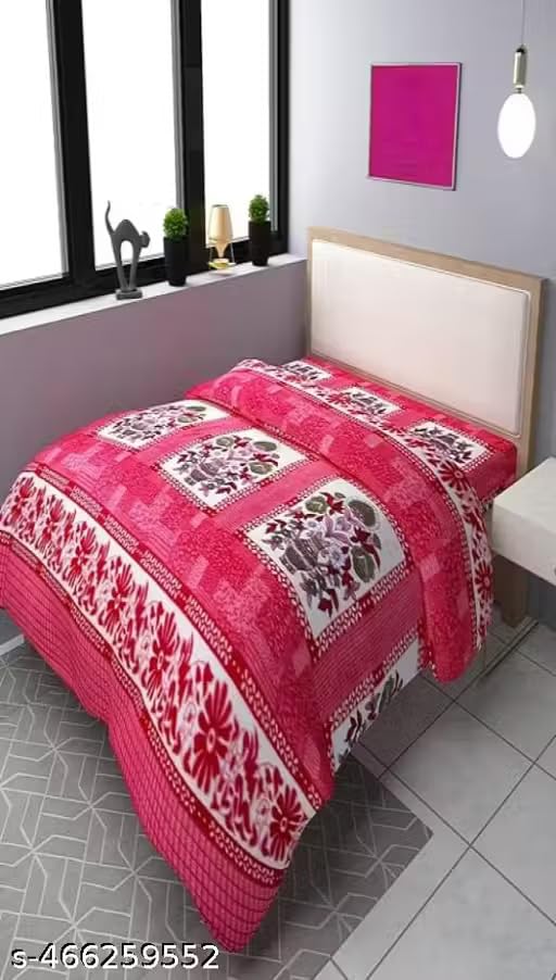 PRAKHARYA Super Soft Glace Cotton Single Bed Duvet II Razai II Quilt II Comforter Cover II Dohar of Single Bed with Zipper (Single, 60x90 Inch) Dark Pink-picture-32