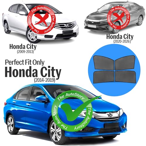 Image of AutoStory Custom Fit Non-Magnetic Cotton Mesh Car Sunshade for City 2014-2019 | UV & Heat Protection Car Window Curtains | Privacy Car Sun Shade | Breathable Vehicle Specific Side Window Shades