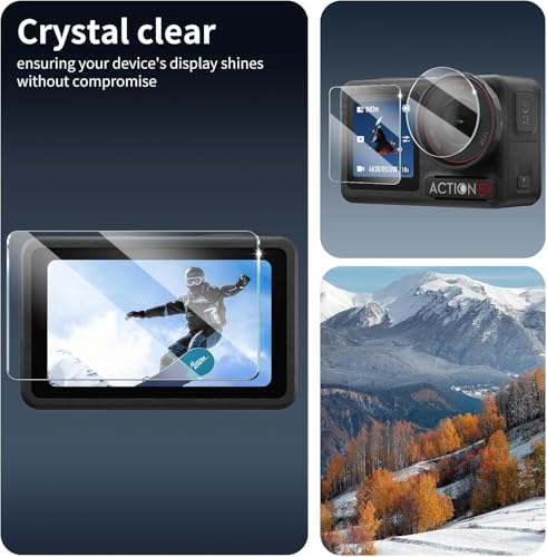 Image of OpenTech Premium Tempered Glass Screen Protector for DJI Osmo Action 5 Pro Camera (Transparent) | 9H Hardness, Anti-Scratch Lens & Screen Guard Complete Set of 3