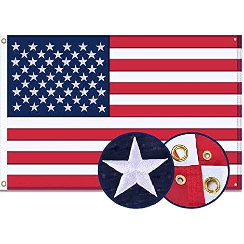 American Flag 4x6 Ft US Flag, JAMONT Multi-purpose US Flag, Embroidered Stars, Sewn Stripes, 4 brass grommets, Heavy Duty USA Flags for Household or Outside Hanging Weatherproof Standard American Flag Cover
