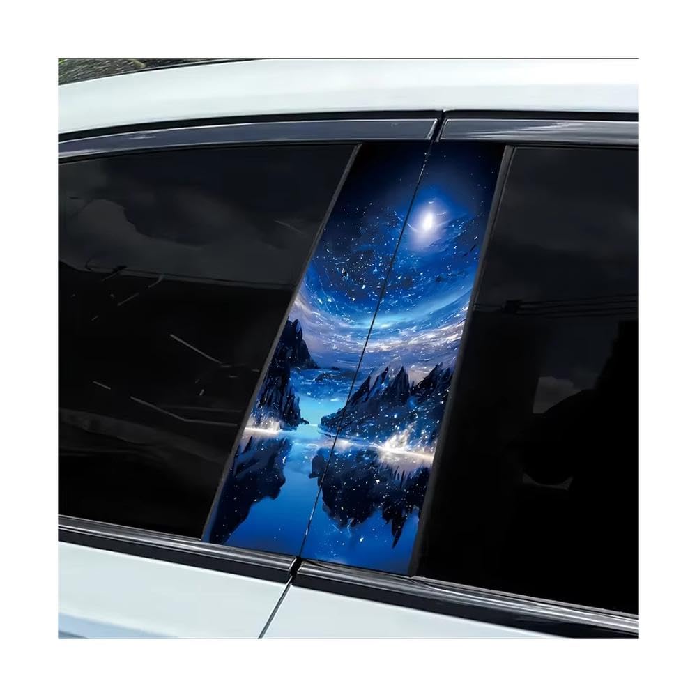 Bertdcx One Color Car B-Pillar Stickers Night Sky Moon Star Material Protective Film With Scratch Resistant Performance Auto Parts