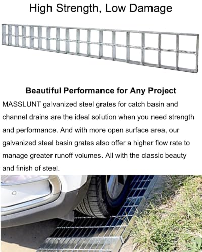 Image of Galvanized Steel Drain Grate, Driveway Channel Cover 24x3 in 2pk