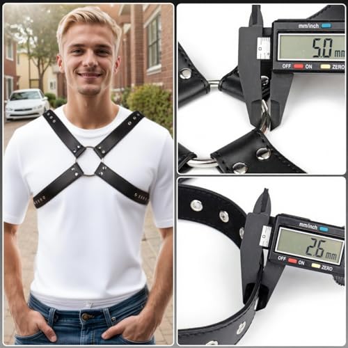 Chest Harness Belt Costume for Men, Men's Body Belt, Adjustable PU Leather Male Punk Chest Shoulder Harness Muscle Show Fashion Costumes for Cosplay Party3