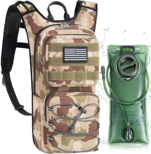 Image of Hydration Backpack, Tactical Molle Water with 3L TPU Water Bladder | Lightweight Military Hydration Daypack for Hiking, Running, Cycling, Climbing, Biking, 105 oz, Breathable Back Panel