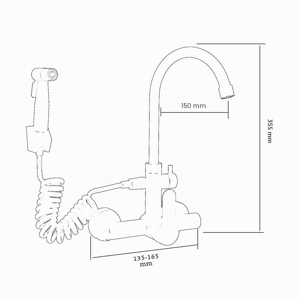 HomeLava Wasserhahn Küche Wandarmatur Wandmontage 360° Drehbare Edelstahl Spültischarmatur Kalt und Heiß Einhebelmischer Küchenarmatur Armatur mit Spritzpistole, Gebürstet