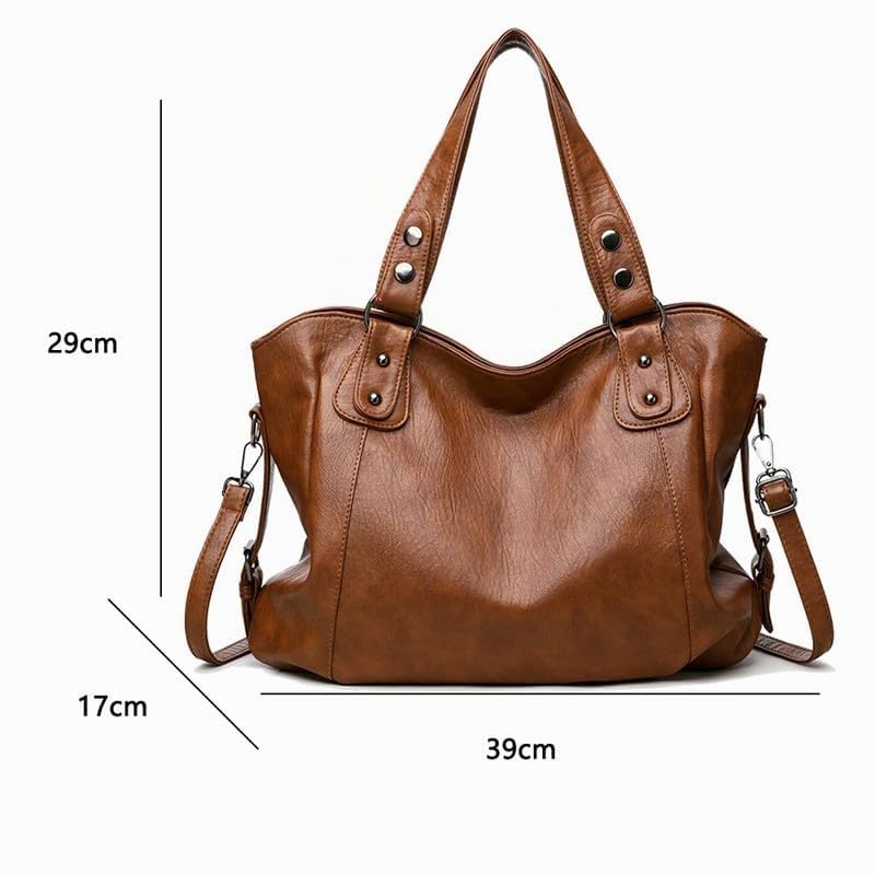Grande Borsa Bauletto da Donna Borsa a mano con Tracolla in Pelle Sintetica Hobo Sacchetto Borsa a spalla Tote Borse Manici Donne Borsetta Borsa a tracolla Marrone
