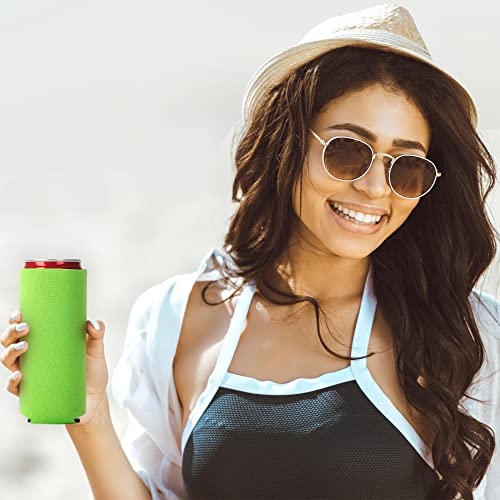 Image of Slim Can Cooler Sleeve 12 Pack - Blank Neoprene Insulated Can Coolers for 12 oz Skinny Beer & Soda Cans - Sublimation Ready Drink Sleeves for Heat Press, Custom Printing & Party Favors (Green)