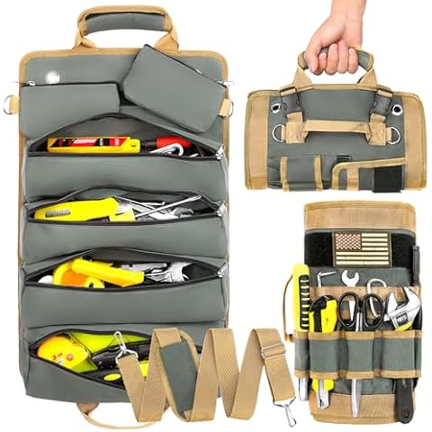 WEREWOLVES Tool Roll up Bag, Roll Tool Bag Organizer with 2 Detachable Tool Pouch, Multifunctional Waterproof Tool Roll Organizer, Multi-pocket Tool Bag for Motorcycle/Truck/Electrician/Mechanic Cover