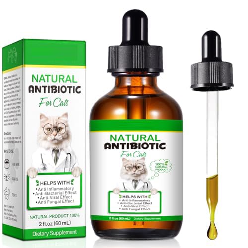 Antibiotics for Cats, 60ml Cat Antibiotics for Infections, Cat Multivitamin, Supports Allergy Relief, Roast Chicken Flavor