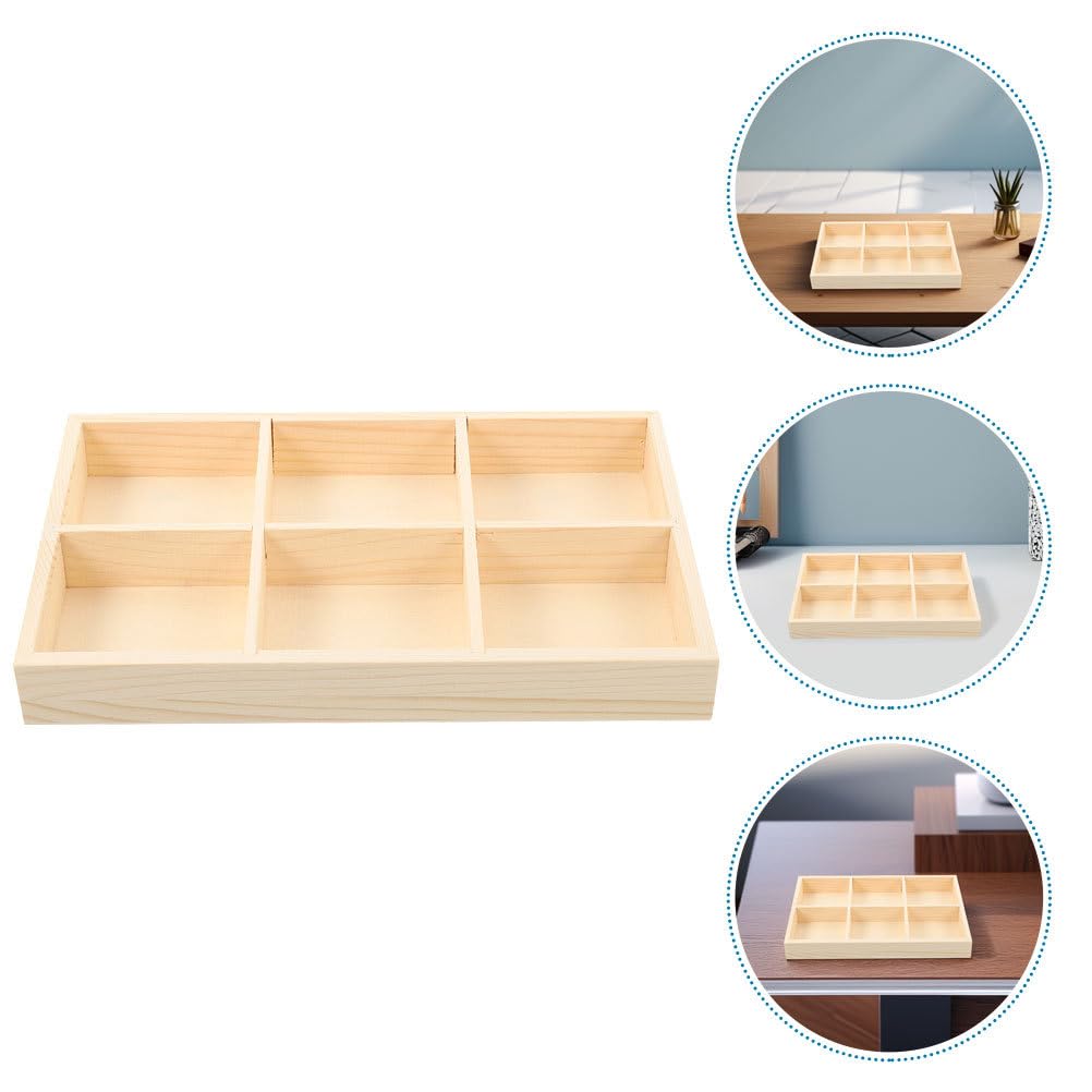 Cabilock Caja Organizadora De Madera Con Compartimentos Divididos 9 Secciones Bandeja De Almacenamiento Multifuncional Para Escritorio Materiales De Arte Crayones Oficina Y Hogar