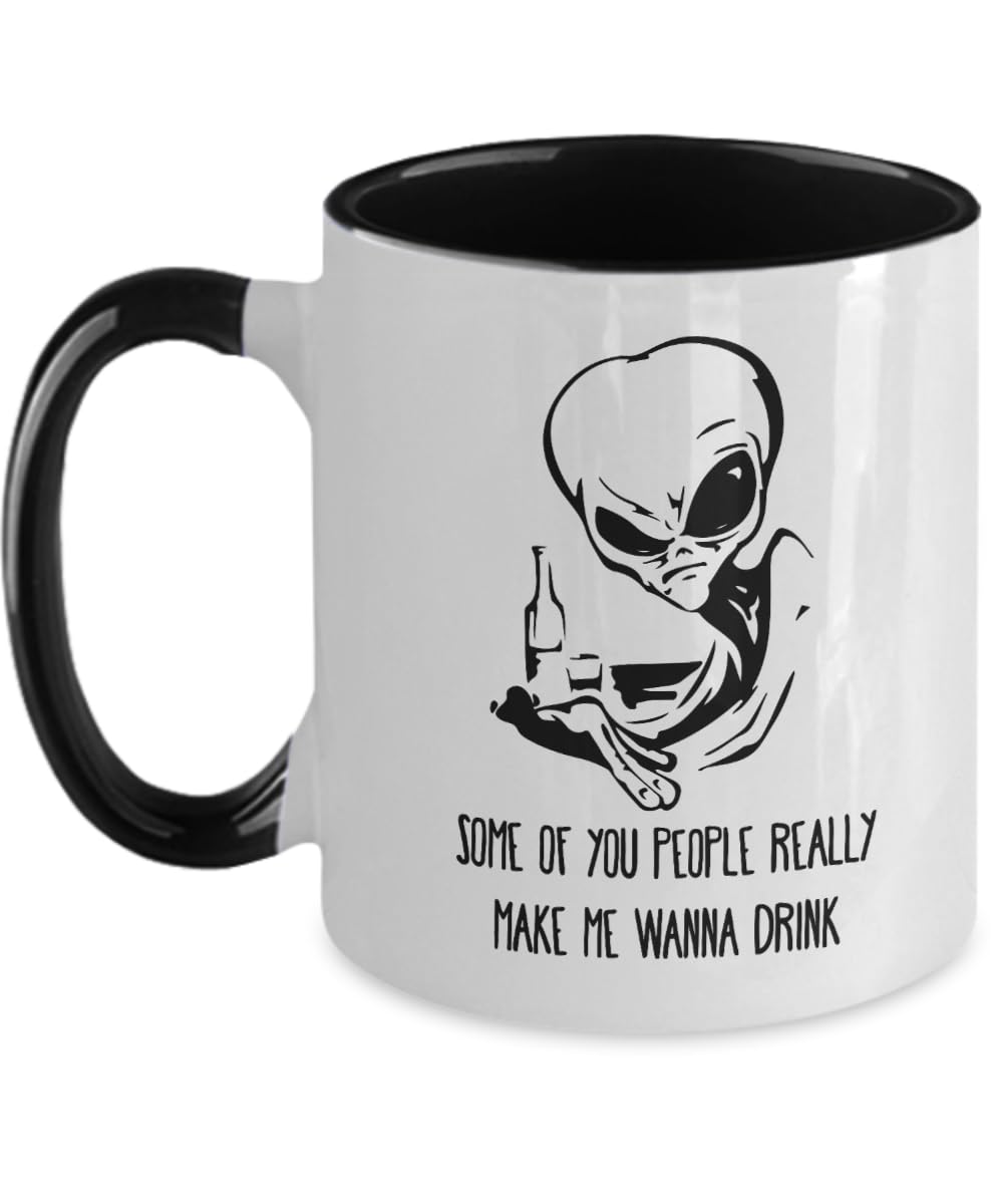 Amazon.com: Drinking alien coffee mug, Disappointing human race funny two  color humanoid mug, Sarcastic you make me wanna drink alien cup, Ufo gifts  : Home & Kitchen