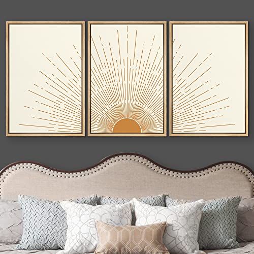 wall26-Framed-Canvas-Print-Wall-Art-Set-Mid-Century-Orange-Minimal-Shining-Sun-Galaxy-Nature-Abstract-Illustrations-Modern-Art-Bohemian-Decorative-for-Living-Room-Bedroom-Office-16x24x3-Natural