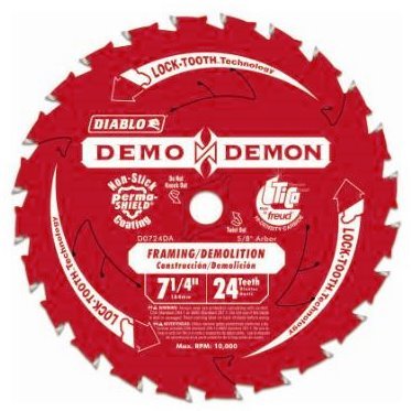 Diablo D0724DA 7-1/4 X 24 Tooth Framing/Deconstruction Circular Saw Blade 5 Pack