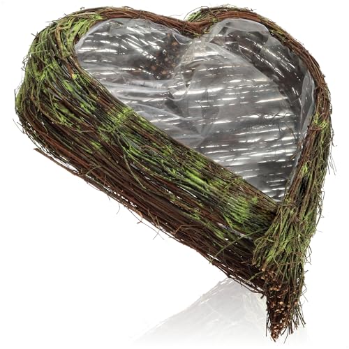 com-four® Macetero en Forma de corazón - Canasta de Mimbre Decora...