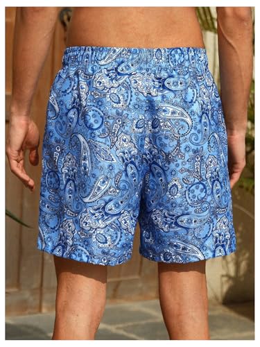 Men's Paisley Print Swim Trunks Drawstring Waist Hawaiian Beach Shorts Boho Board Shorts Bathing Suit2