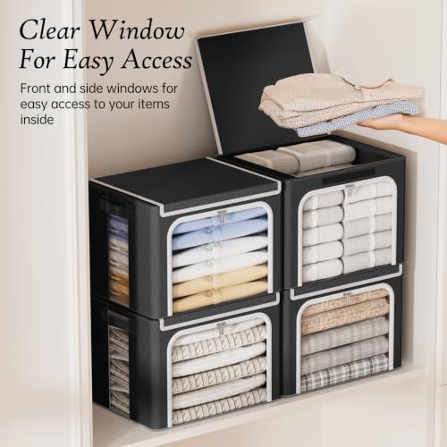 Image of Yecaye Clothes Storage Bins with Metal Frame, Foldable Organizer Box, 40L