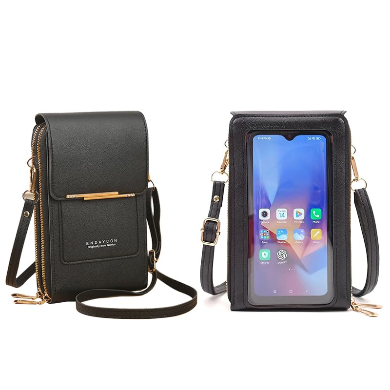 Touch Screen Crossbody Cellphone Bag for Women - RFID Blocking Wallet Shoulder Strap Handbag