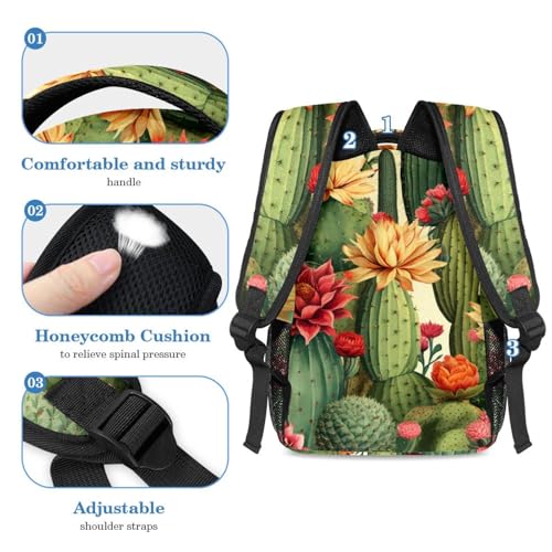 Cartable cactus du désert avec trousse grand format pour l'école