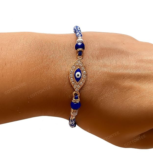 Image of PRINT BHARAT Rakhi for Brother with Coaster, Kumkum & Chawal | Traditional Beaded Thread Rakhi with Royal Kalai Thread | Raksha Bandhan Gift Hamper