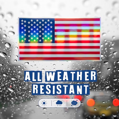 Image of American Flag Decal - USA Tactical Military Subdued Patriotic (Set of 2) 3 x 5 inches Premium Waterproof Vinyl Decal Stickers for Car Truck (Holographic Sticker, 5 inches x 3 inches)