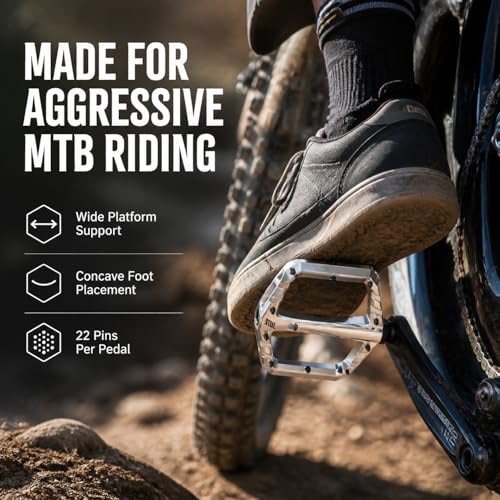 Pédales chromées pour VTT et vélo de route à profil concave bas - 6