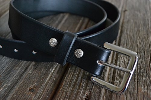 Forest Hill Executive Black Leather Belt with clean styling,100% Solid Leather (not laminate), Amish Made in Lancaster, PA3
