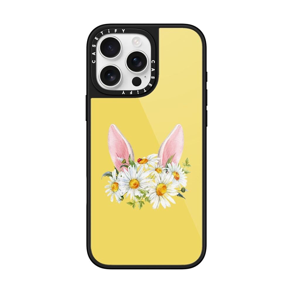 Coque iPhone 16 Pro Max CASETiFY Glaze Lapin fleuri noir compatible MagSafe
