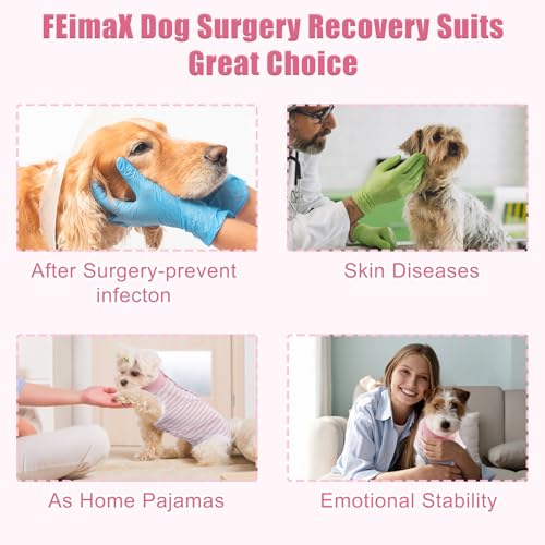 Image of FEimaX Dog Surgery Recovery Suit Female and Male Spay with Pee Hole, Pet Body Suits for Puppy After Spayed, Neuter Surgical Onesie for Small and Medium Dogs Cats, Alternative Bandages E-Collar & Cone