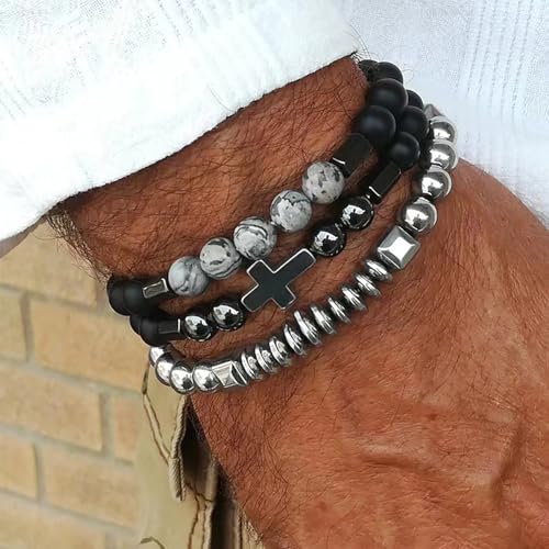 Cross Bracelet for Men Mens Cross Bracelet Mens Beaded Bracelets Men's Bracelets Faith Religious Easter Catholic Christian God Jesus Communion Baptism Jewelry Gift2